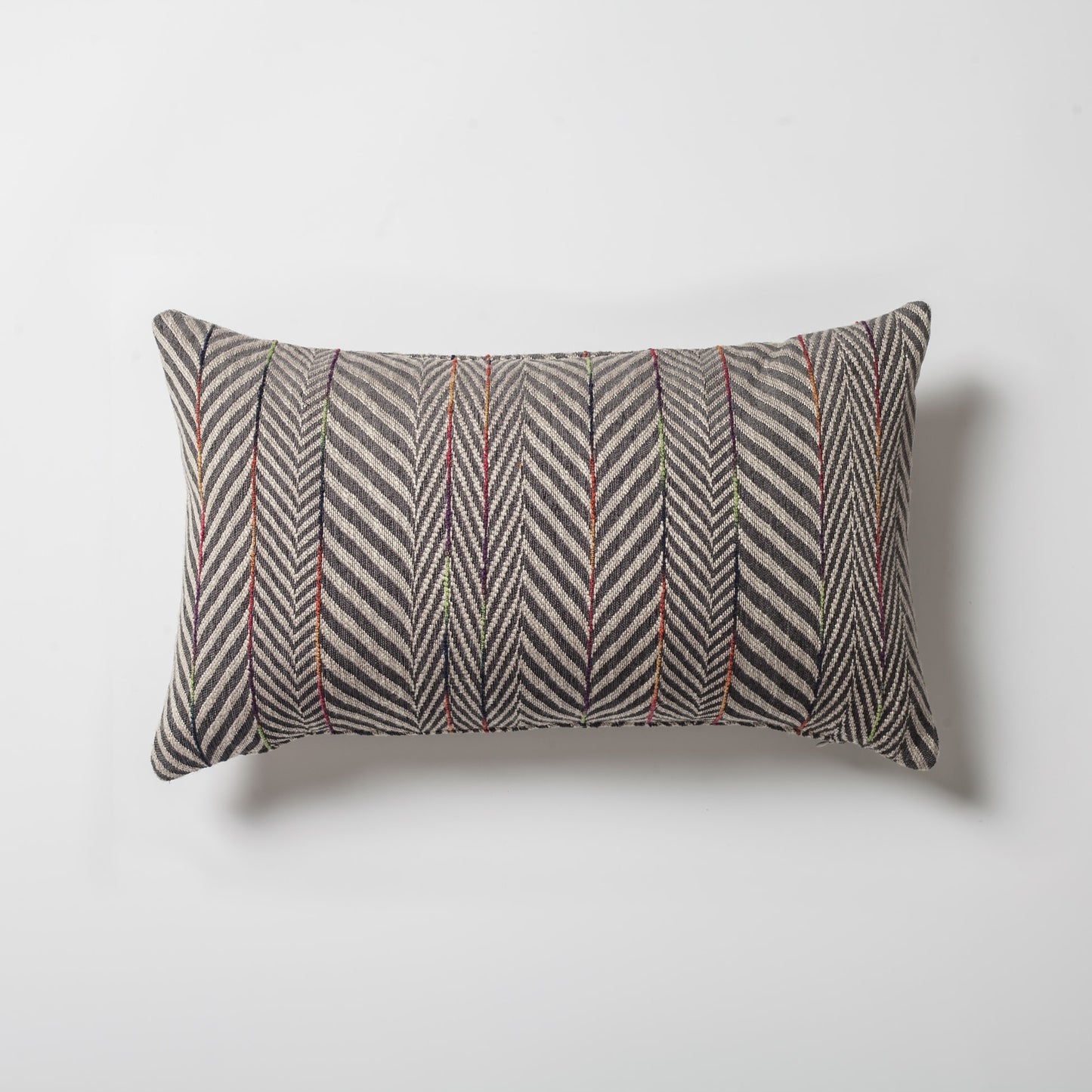 Sense | Dark Gray Textured Herringbone Stripe Lumbar 12''x20'' Throw Pillow Cover
