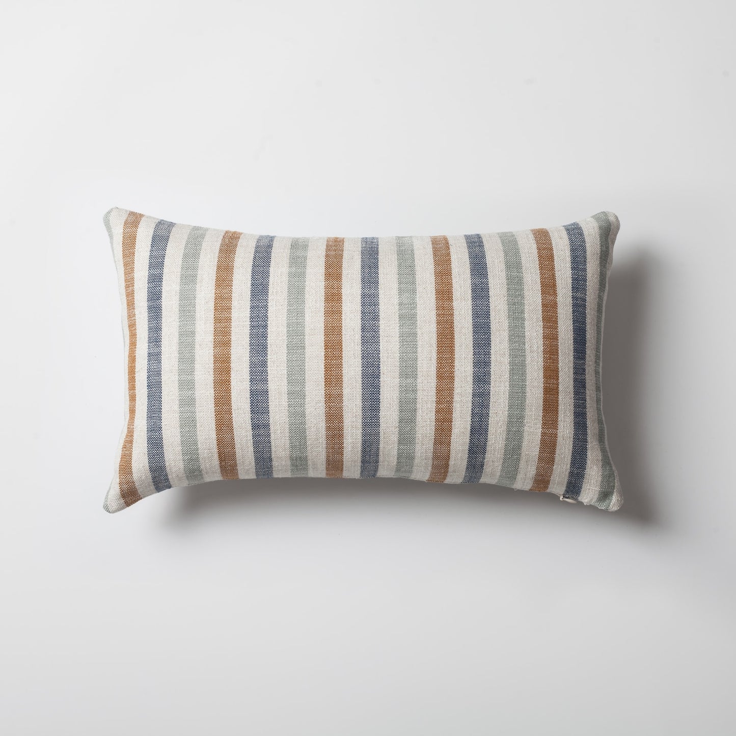 Capri | Orange Linen-Blend Neutral Striped Lumbar 12"x20" Throw Pillow Cover
