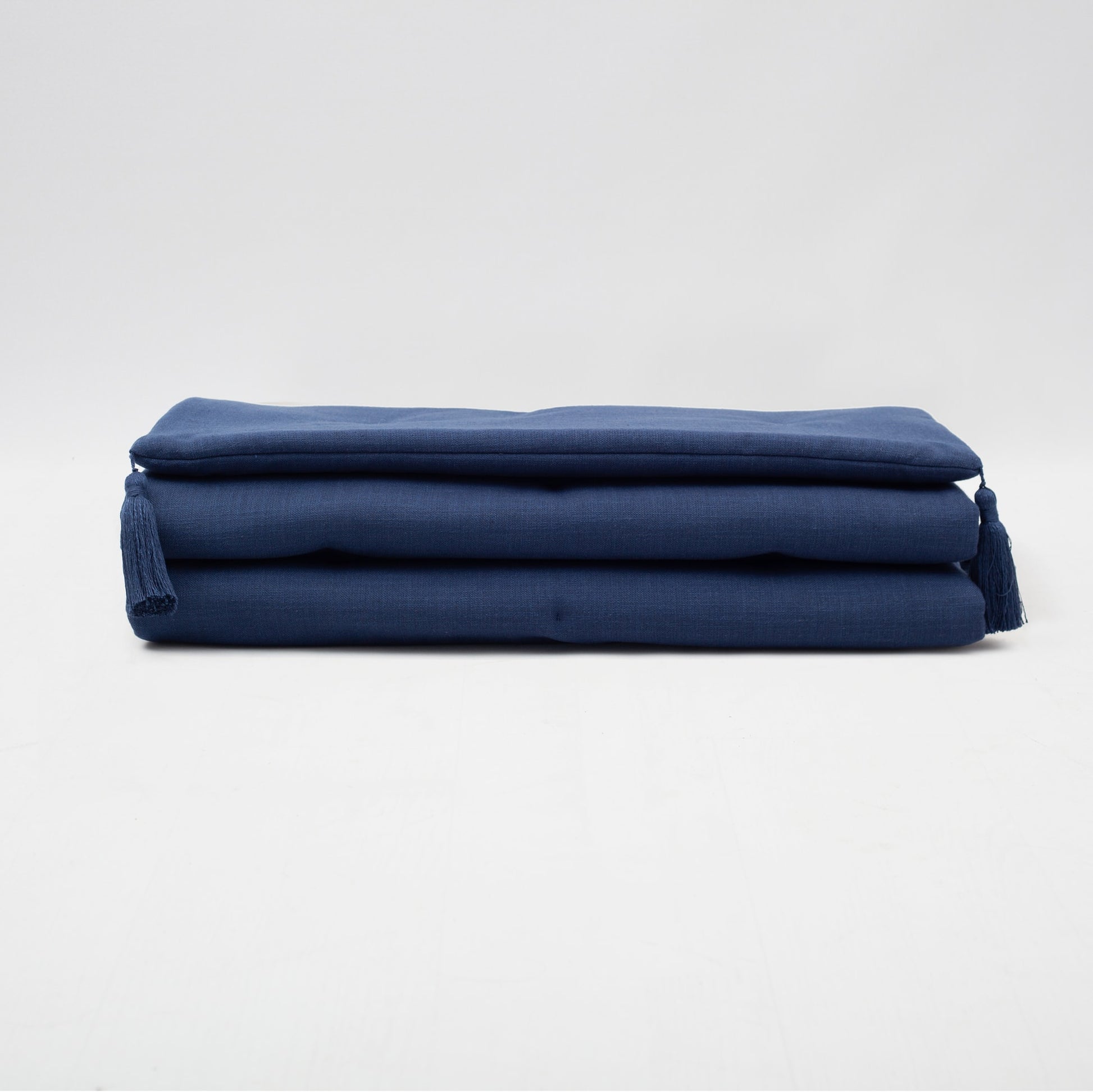 Loom Bed Runner | Navy Blue Neutral Linen Blend