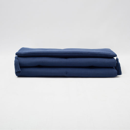 Loom Bed Runner | Navy Blue Neutral Linen Blend