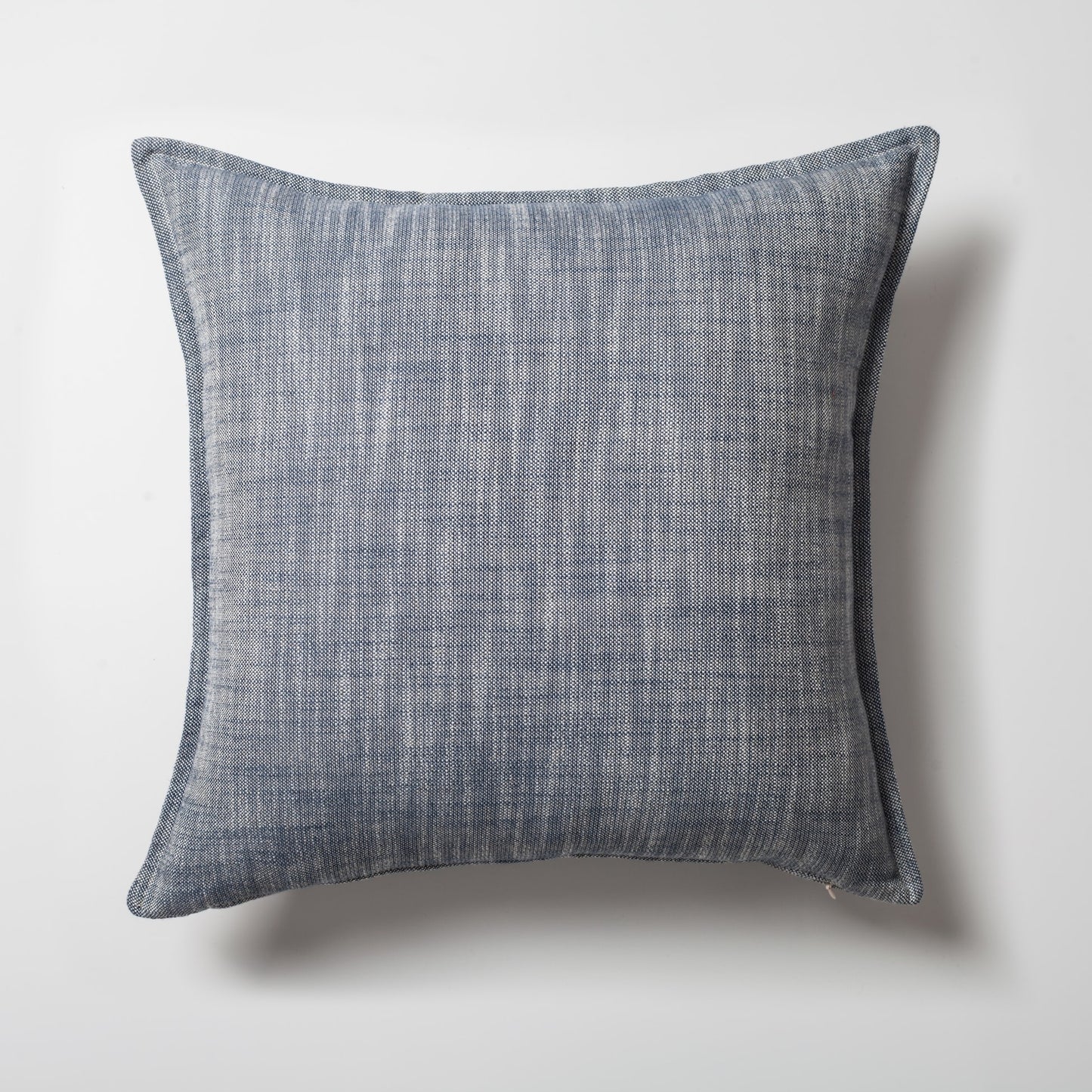 Porto | Navy Blue Neutral Solid Linen-Blend Flanged Square 20''x20'' Throw Pillow Cover