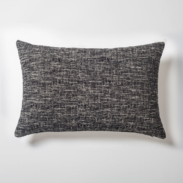 Black textured woven lumbar throw pillow cover 16"x24"