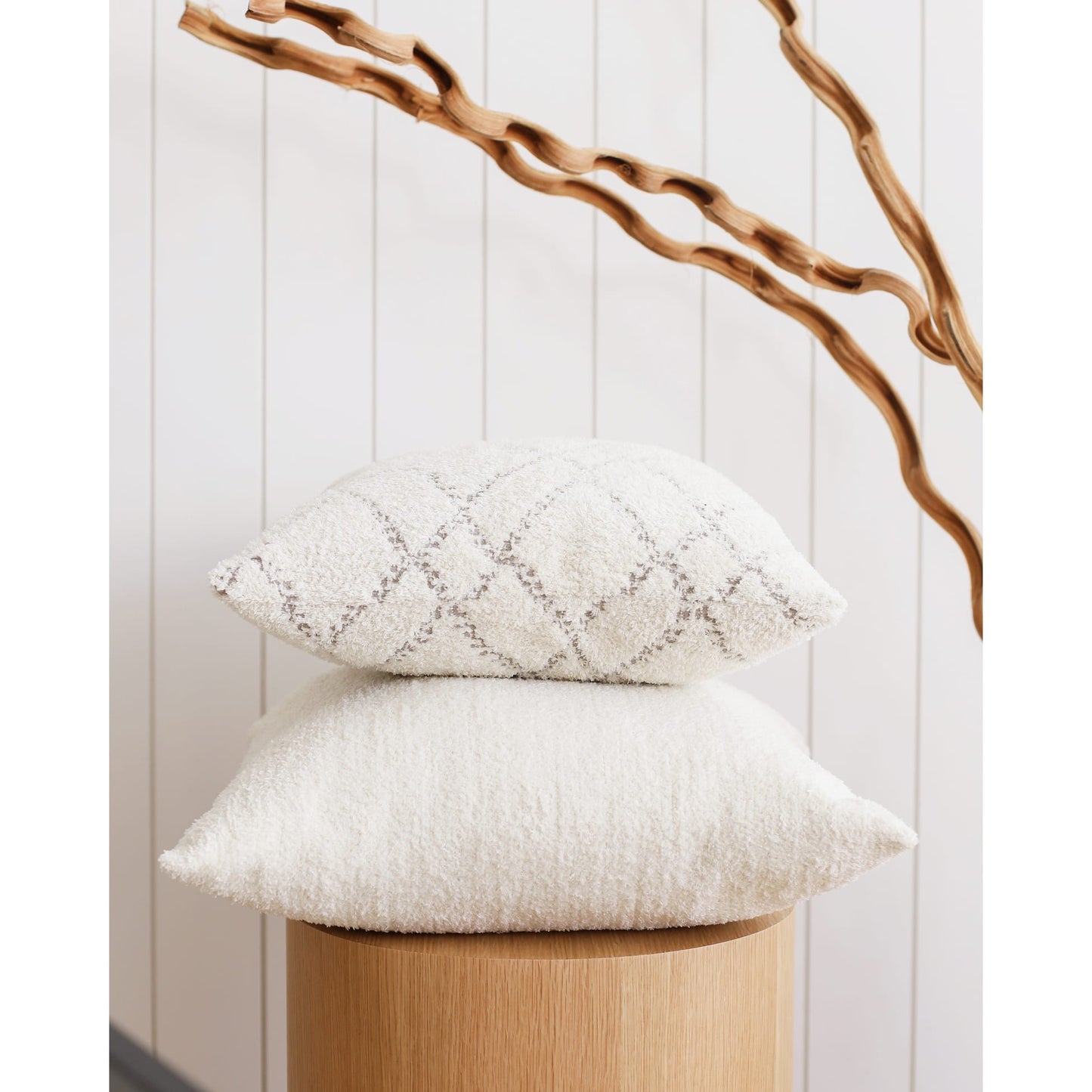 Cozy | White Plush Soft Textured Square 20''x20'' Throw Pillow Cover