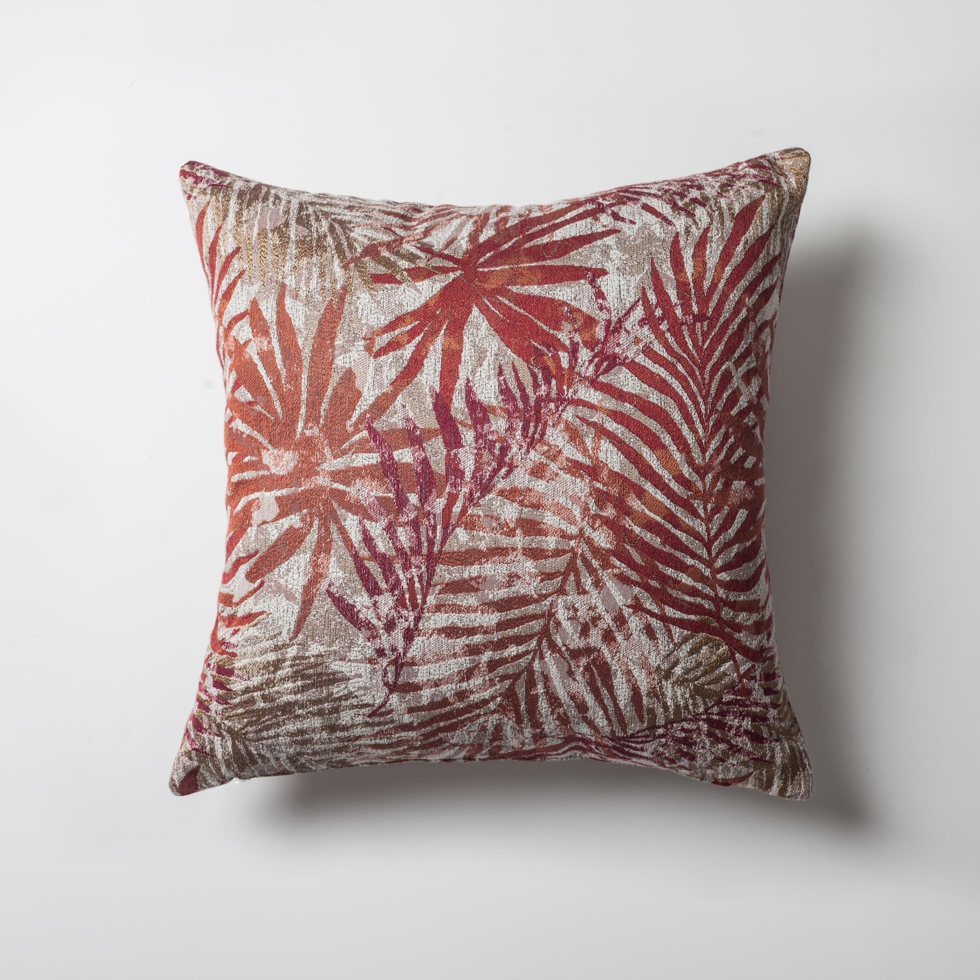 Rio | Red Textured Woven Floral Square 18''x18'' Throw Pillow Cover