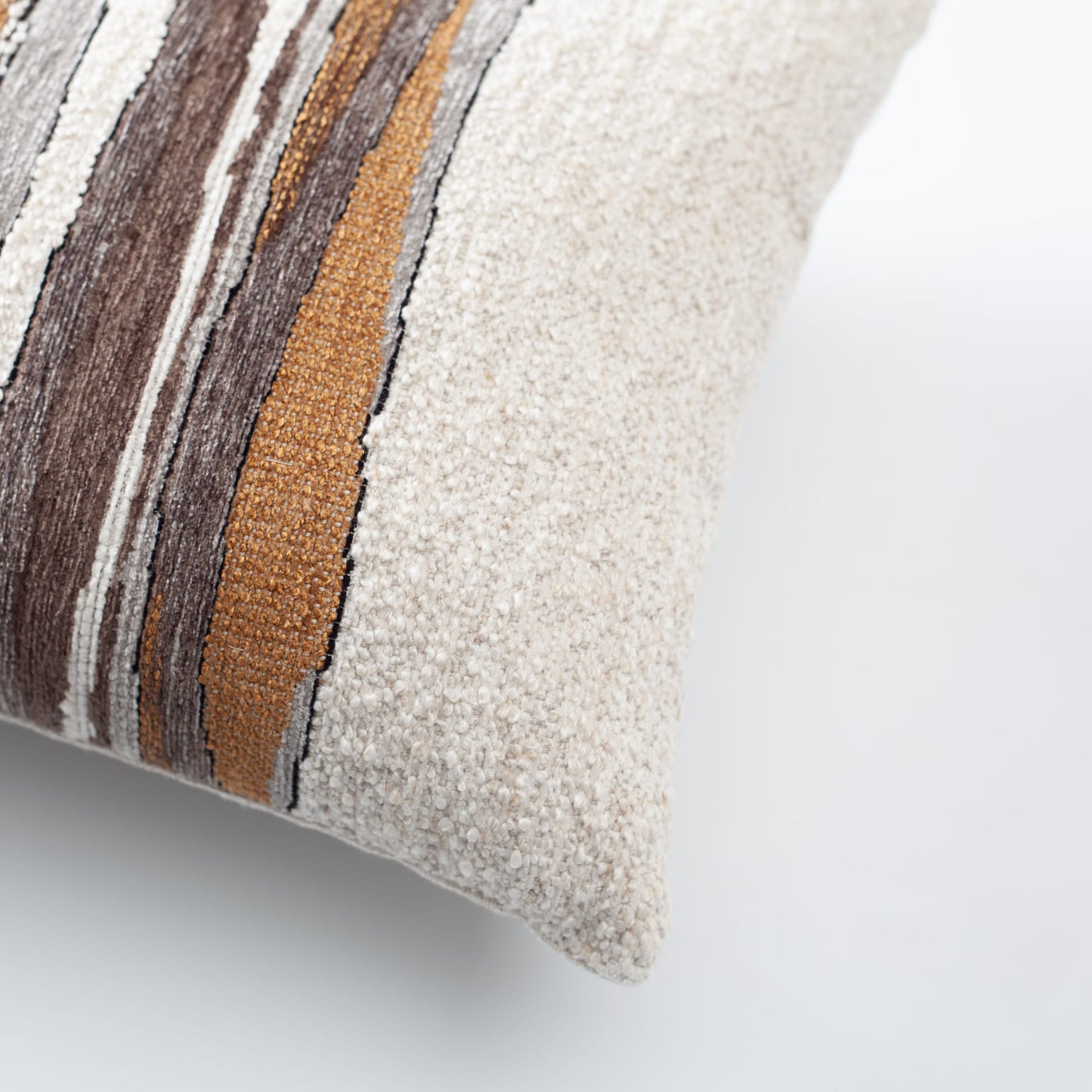 Combos | Mustard Textured Abstract Striped Neutral Lumbar 12"x20" Throw Pillow Cover