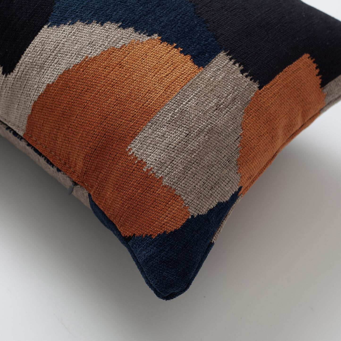 Otto | Orange and Navy Blue Modern Geometric Long Lumbar 14"x28" Throw Pillow Cover