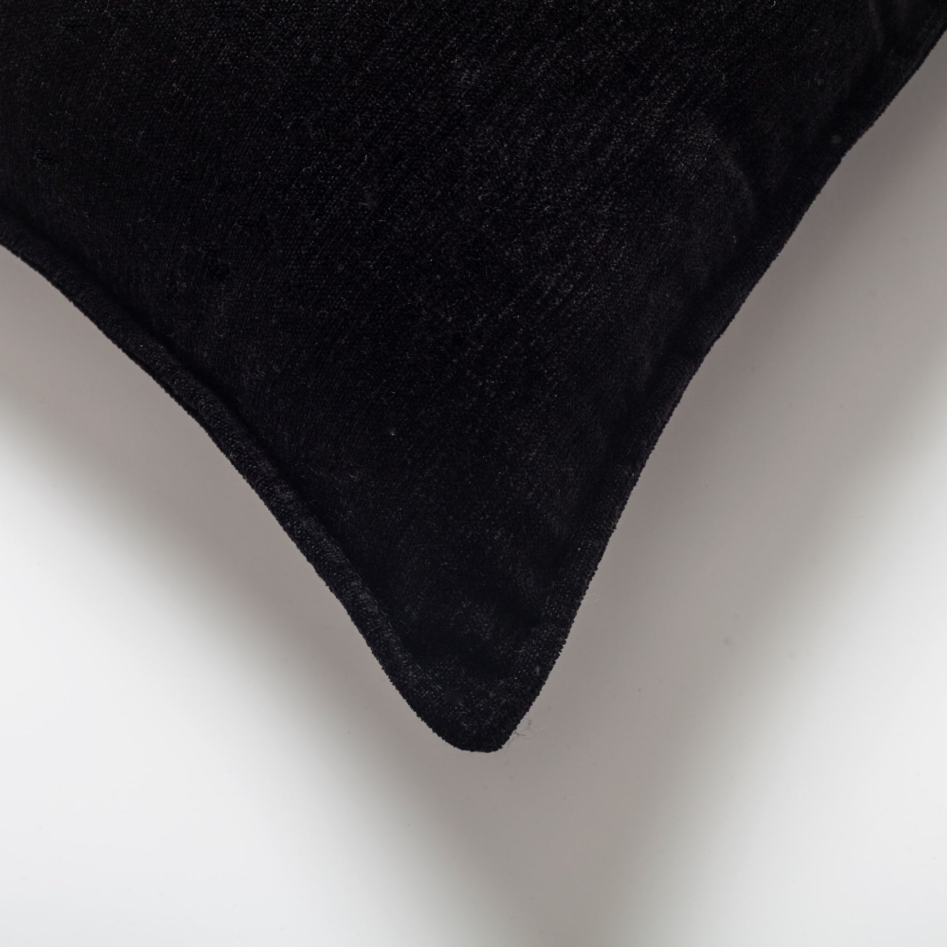 Alina | Black Solid Textured Flanged Square 20"x20" Throw Pillow Cover