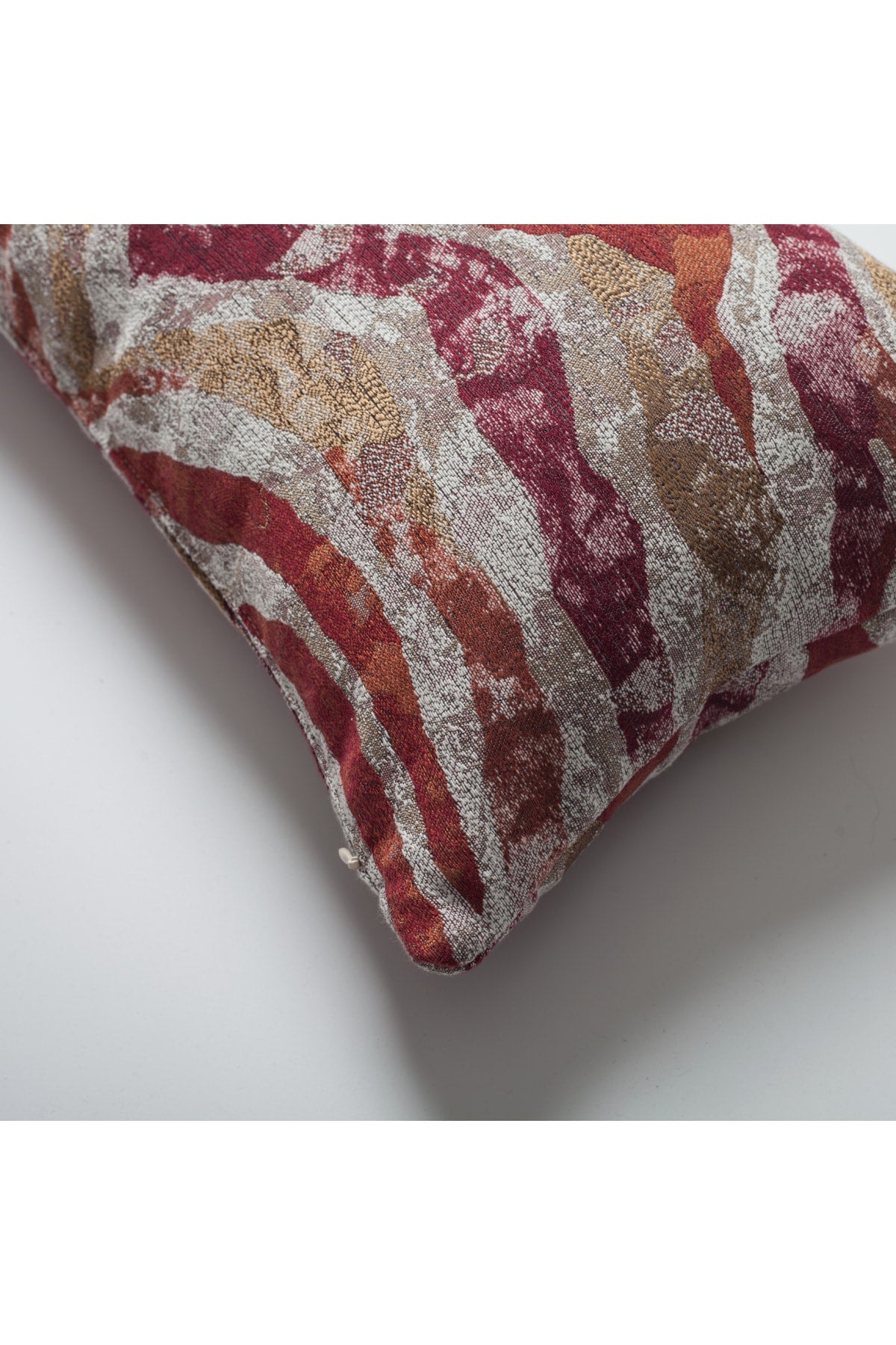 Rio | Red Textured Woven Animal Skin Print Lumbar 12''x20'' Throw Pillow Cover