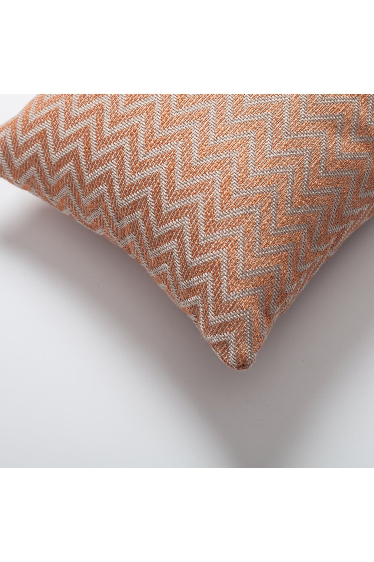 Orsa | Orange Small Scale Geometric Chevron Pattern Lumbar 12''x20'' Throw Pillow Cover