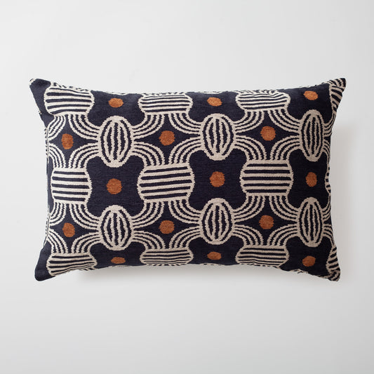 Obika | Boho Ikat Patterned Maze Lumbar 16''x24'' Throw Pillow Cover