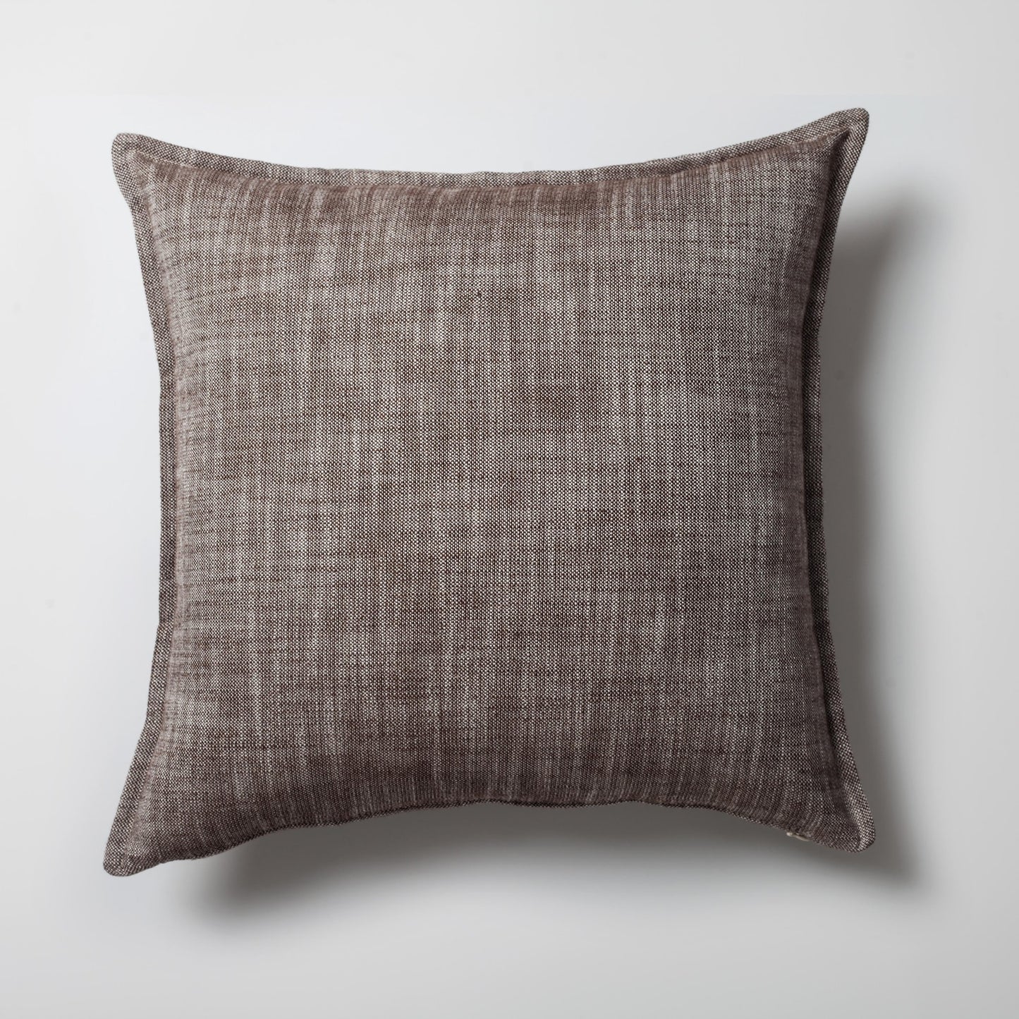 Porto | Brown Neutral Solid Linen-Blend Flanged Square 20''x20'' Throw Pillow Cover