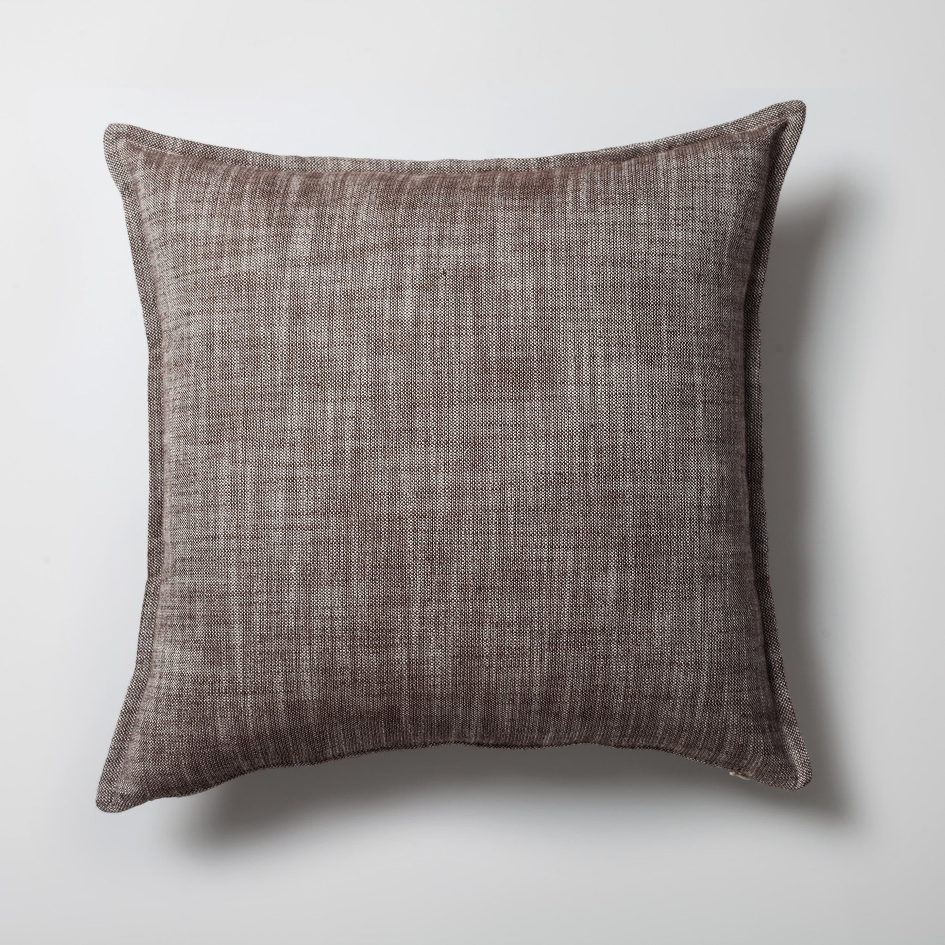 Porto | Brown Neutral Solid Linen-Blend Flanged Square 20''x20'' Throw Pillow Cover
