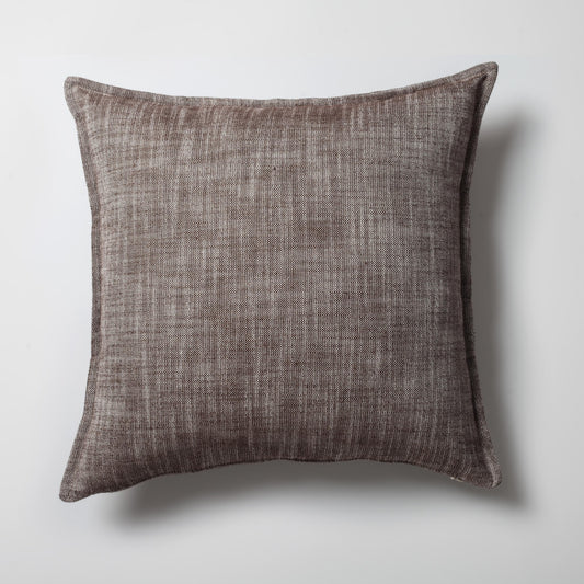 Porto | Brown Neutral Solid Linen-Blend Flanged Square 20''x20'' Throw Pillow Cover