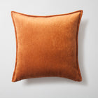 Eliza | Burnt Orange Textured Velvet-Look Flanged Square 20''x20'' Throw Pillow Cover