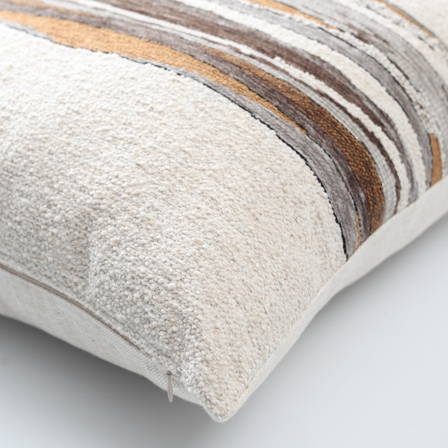 Combos | Mustard Textured Abstract Striped Neutral Square 20"x20'' Throw Pillow Cover