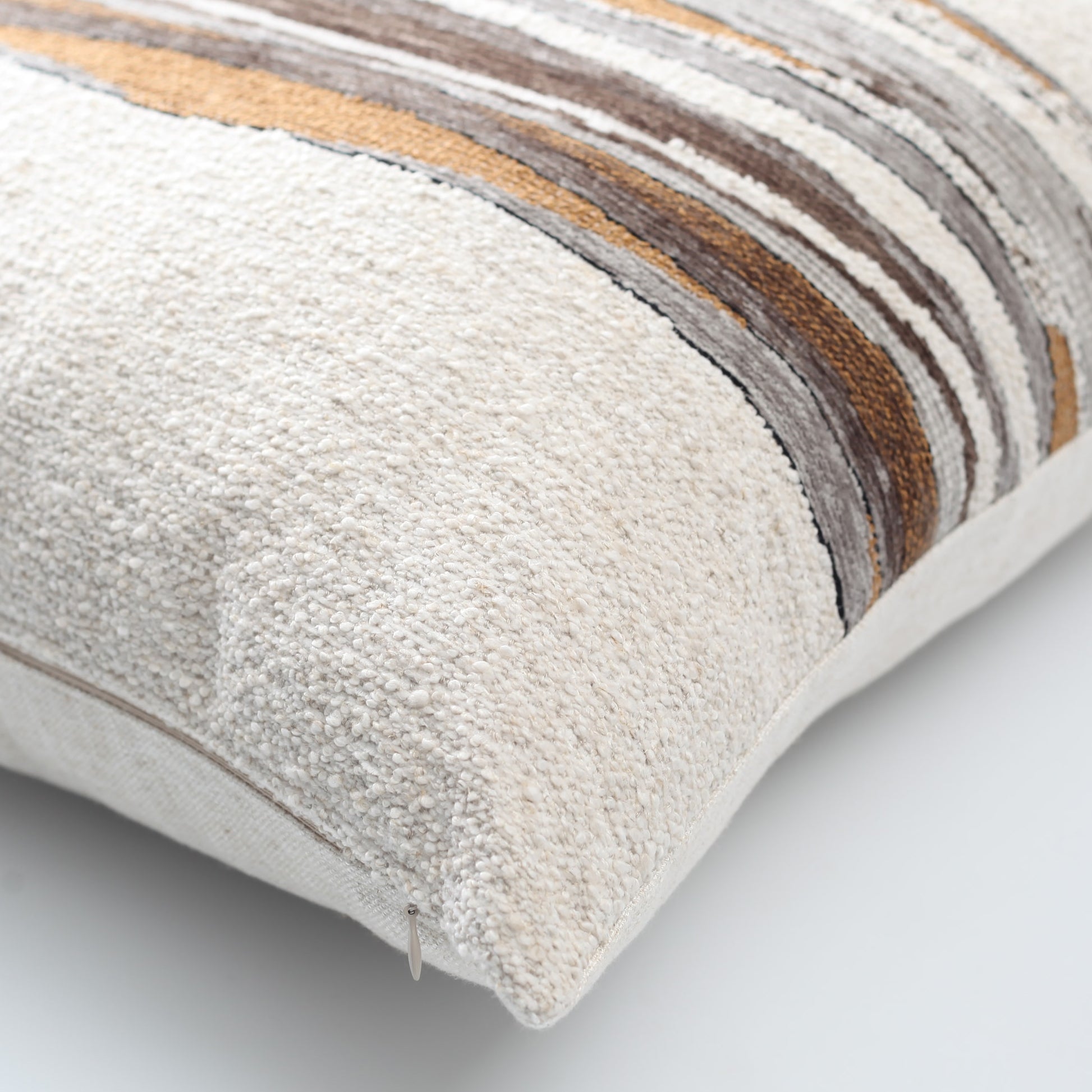 Combos | Mustard Textured Abstract Striped Neutral Square 20"x20'' Throw Pillow Cover