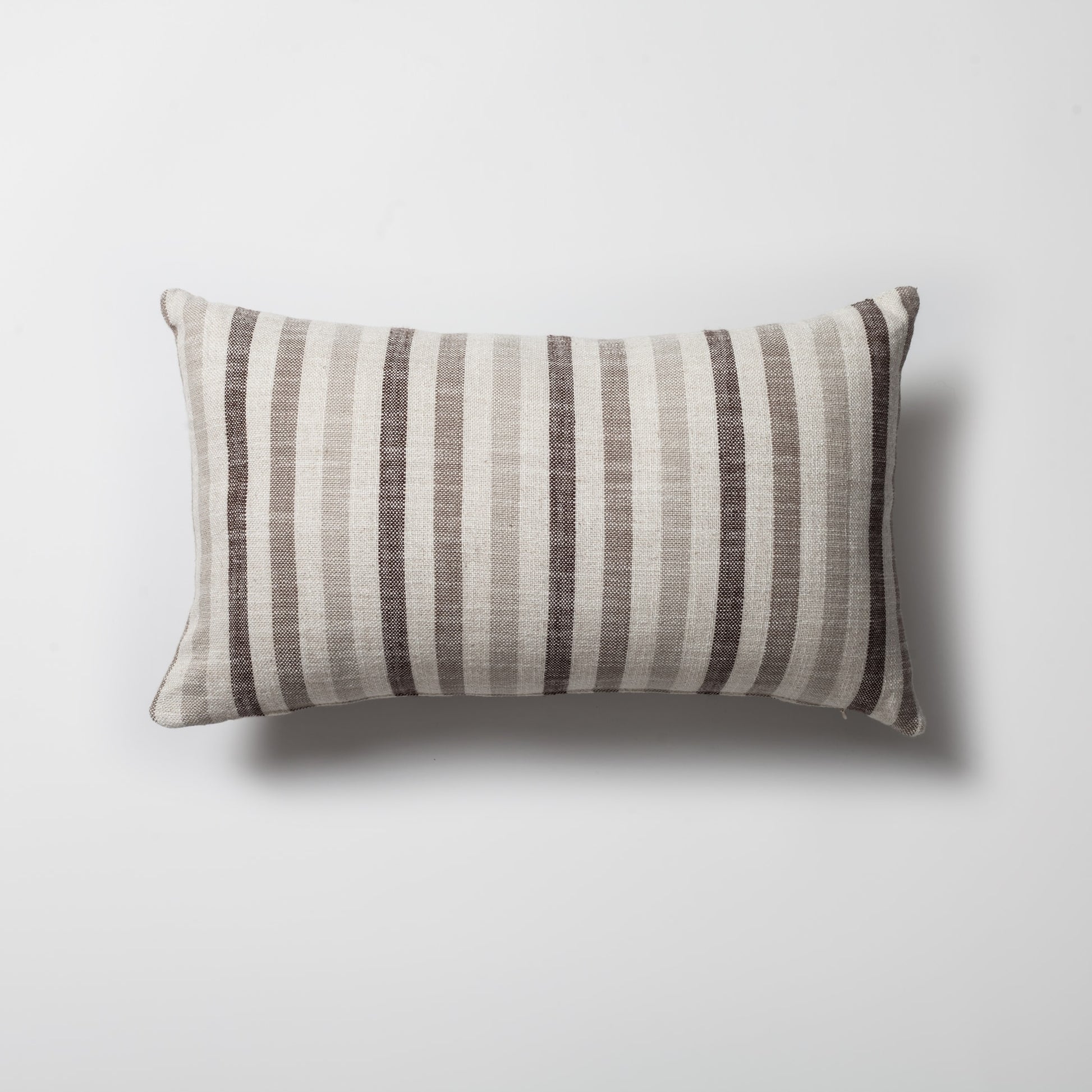 Capri | Brown Linen-Blend Neutral Striped Lumbar 12"x20" Throw Pillow Cover