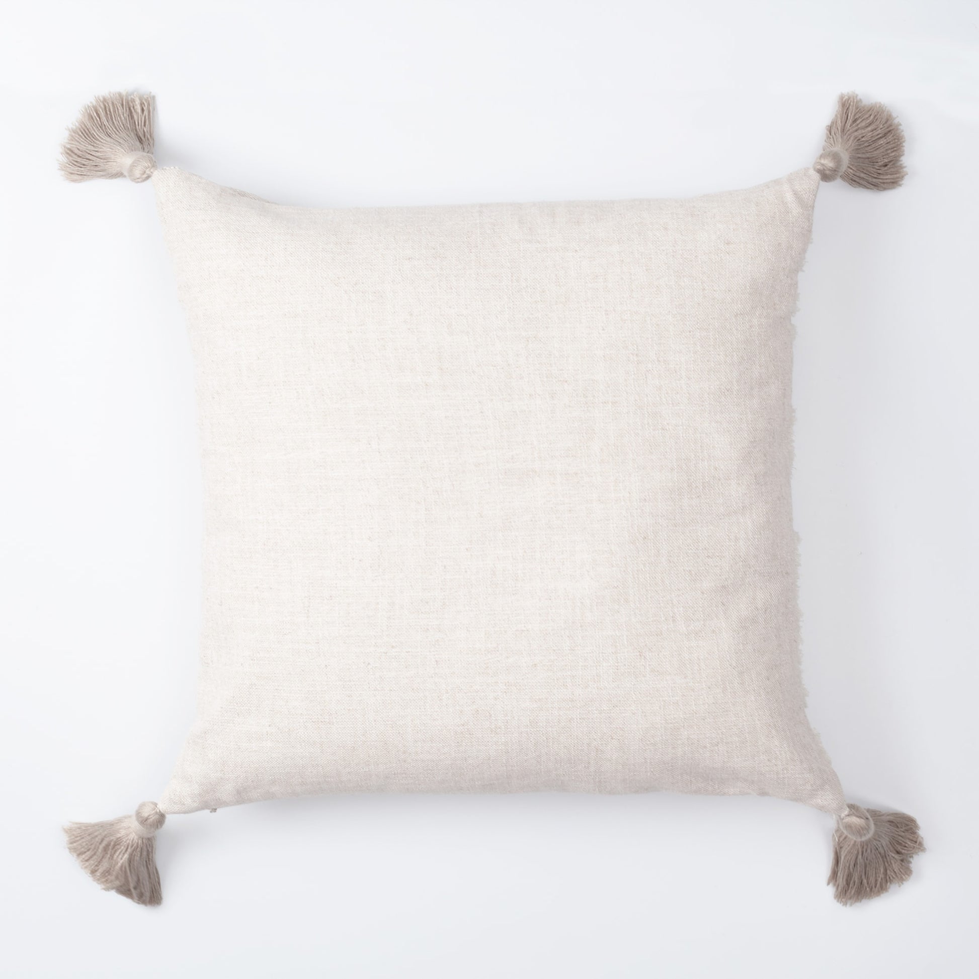 Quba | Neutral Linen Cozy Striped Boho Square 20''x20'' Throw Pillow Cover