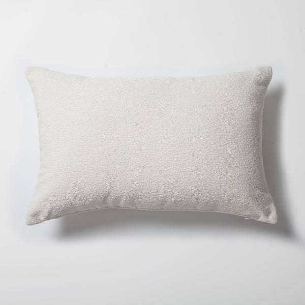 White boucle textured solid lumbar throw pillow cover 16"x24"