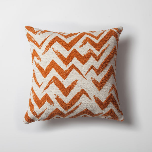 Orange geometric chevron textured woven throw pillow cover 18"x18"