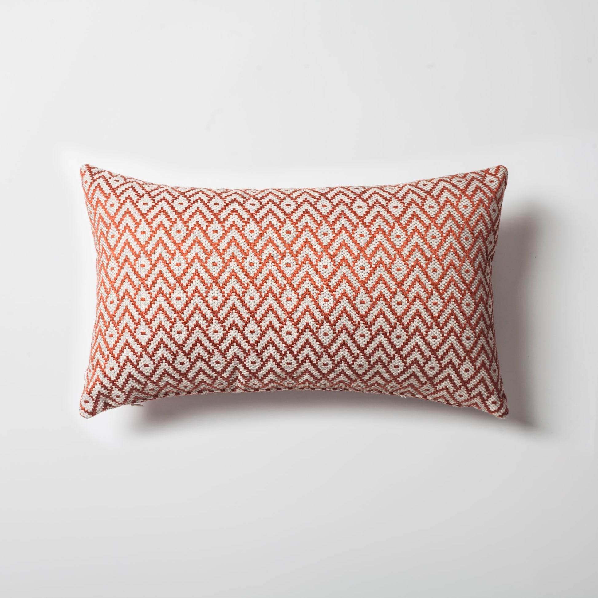 Gusto | Brick Red Modern Small-Scale Patterned Lumbar 12''x20'' Throw Pillow Cover
