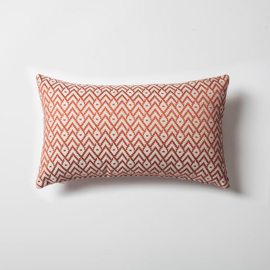 Gusto | Brick Red Modern Small-Scale Patterned Lumbar 12''x20'' Throw Pillow Cover