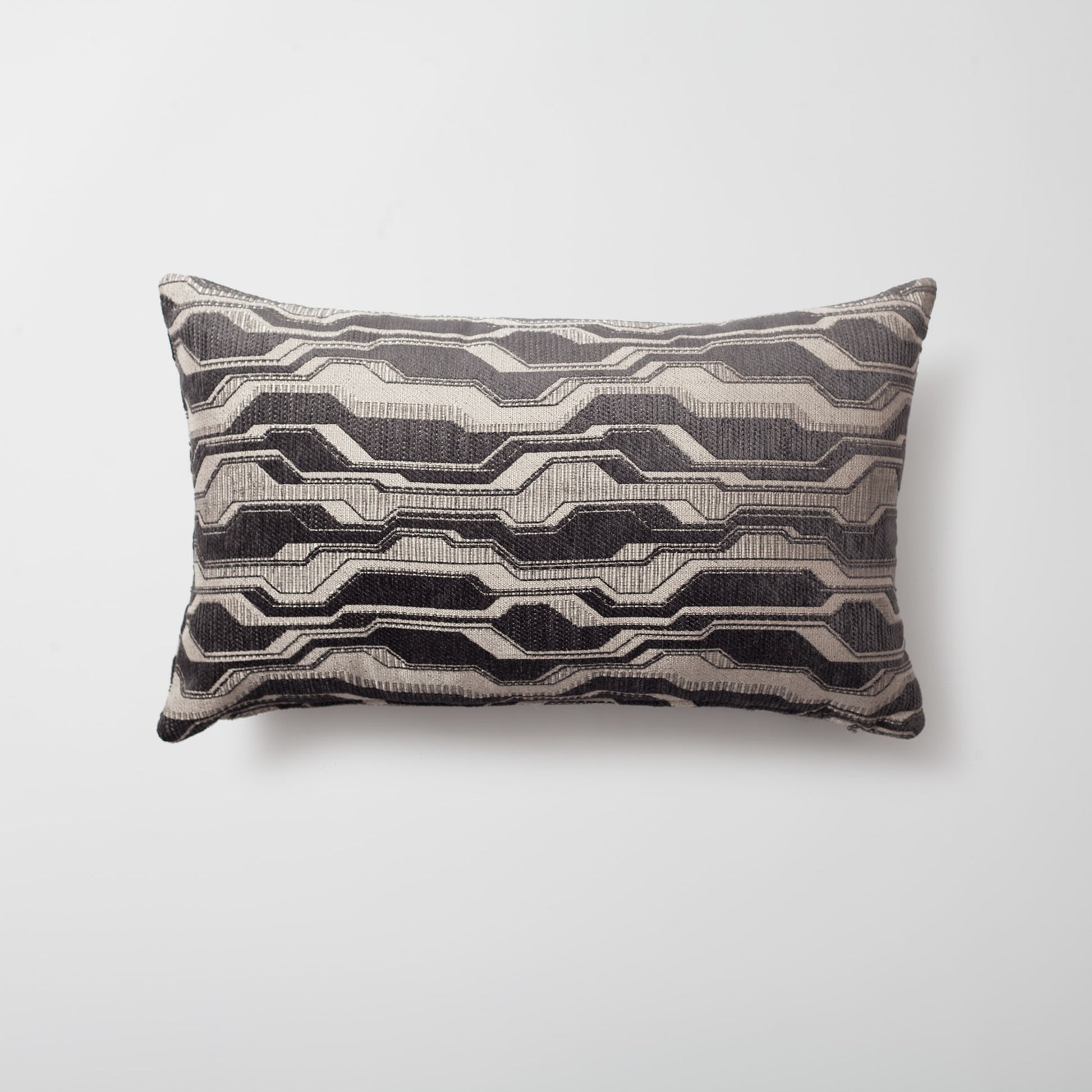 Lebon | Dark Gray Modern Geometric Patterned Lumbar 12''x20'' Throw Pillow Cover