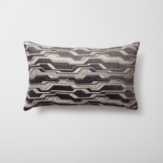 Lebon | Dark Gray Modern Geometric Patterned Lumbar 12''x20'' Throw Pillow Cover