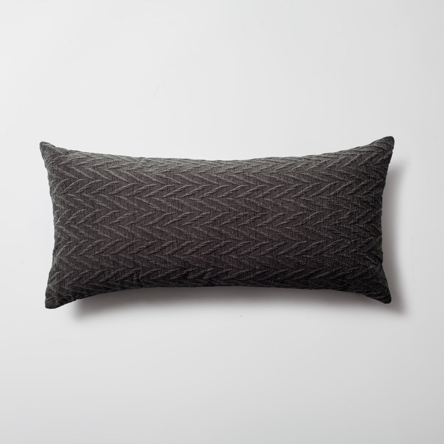 Cello | Dark Gray Textured Chevron Long Lumbar 14"x28" Throw Pillow Cover