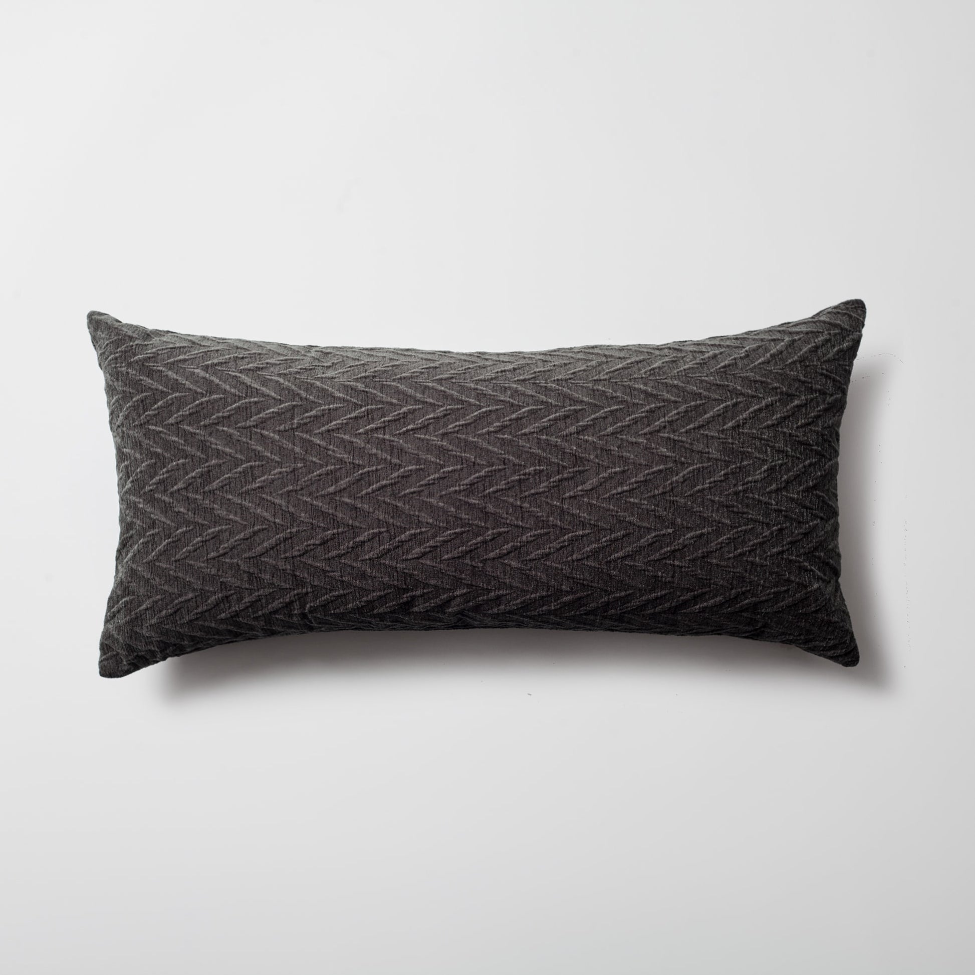 Cello | Dark Gray Textured Chevron Long Lumbar 14"x28" Throw Pillow Cover