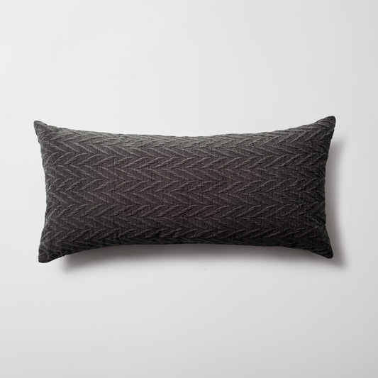 Cello | Dark Gray Textured Chevron Long Lumbar 14"x28" Throw Pillow Cover