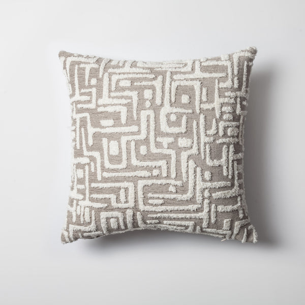 Taupe mid-century modern geometric textured throw pillow cover 18"x18"