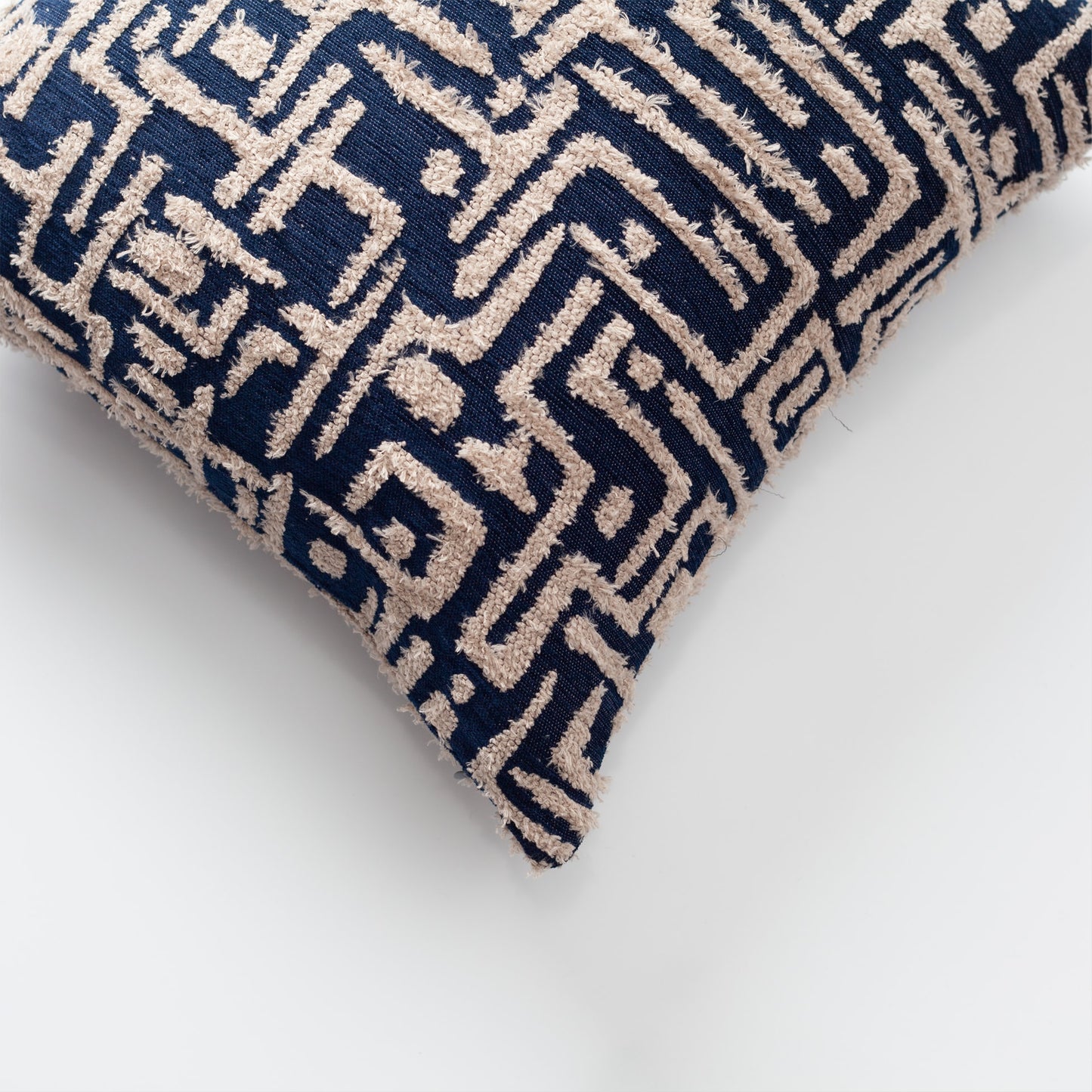 Gilda | Navy Blue Mid-Century Modern Geometric Textured Woven Square 18''x18'' Throw Pillow Cover