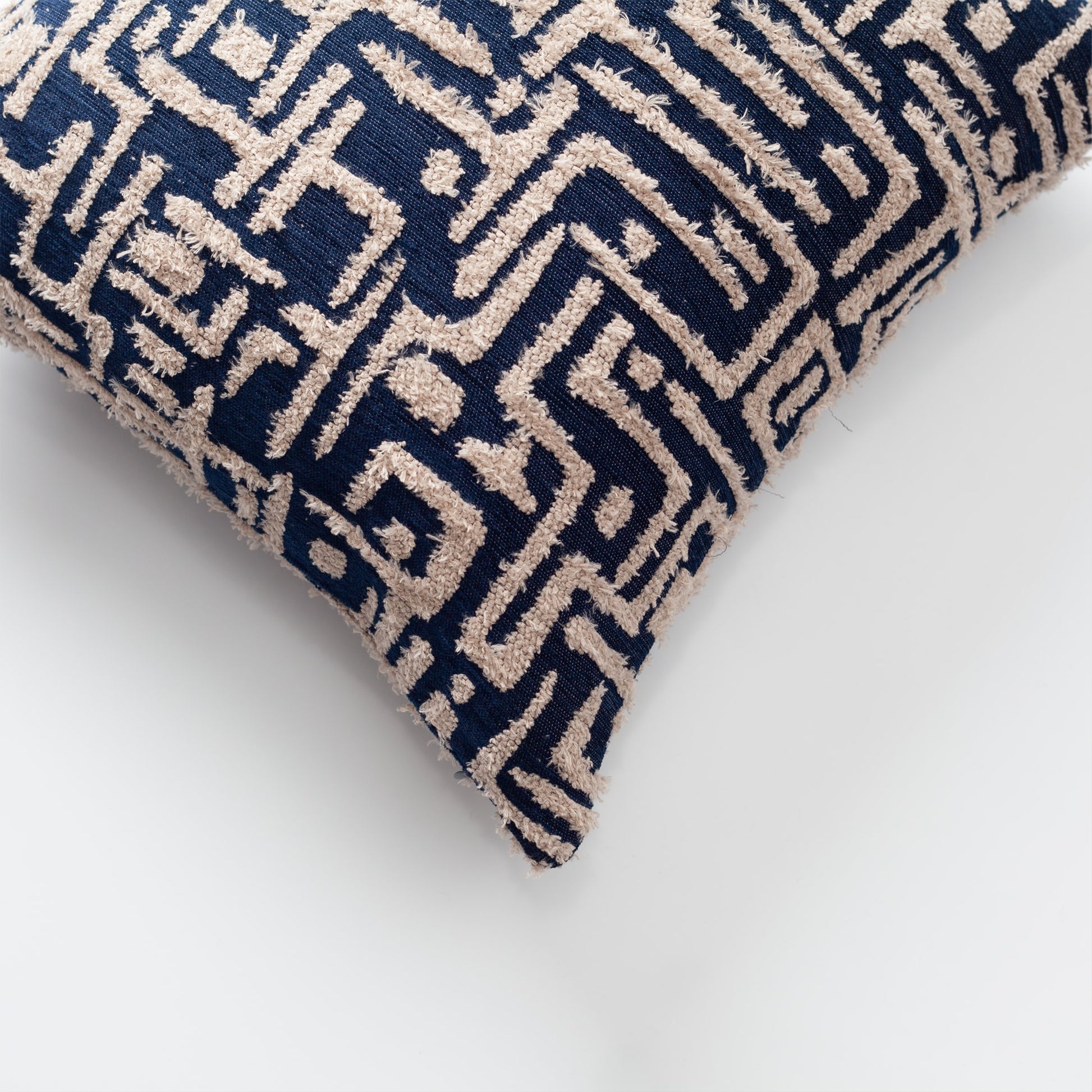 Gilda | Navy Blue Mid-Century Modern Geometric Textured Woven Square 18''x18'' Throw Pillow Cover