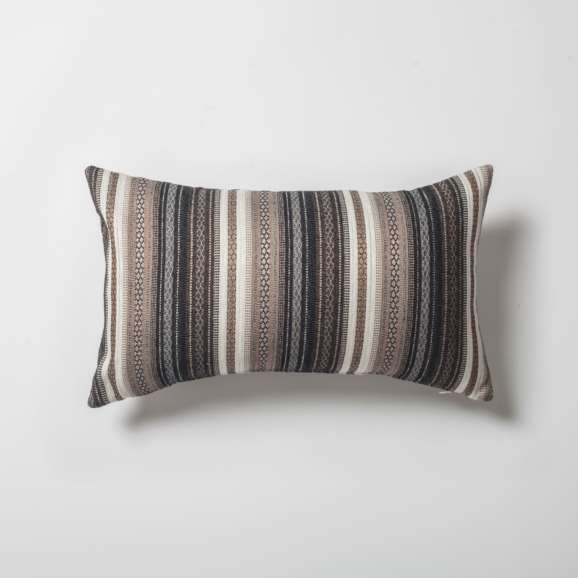 Bohem | Black Ethnic Kilim Striped Pattern Textured 12"x20'' Throw Pillow Cover