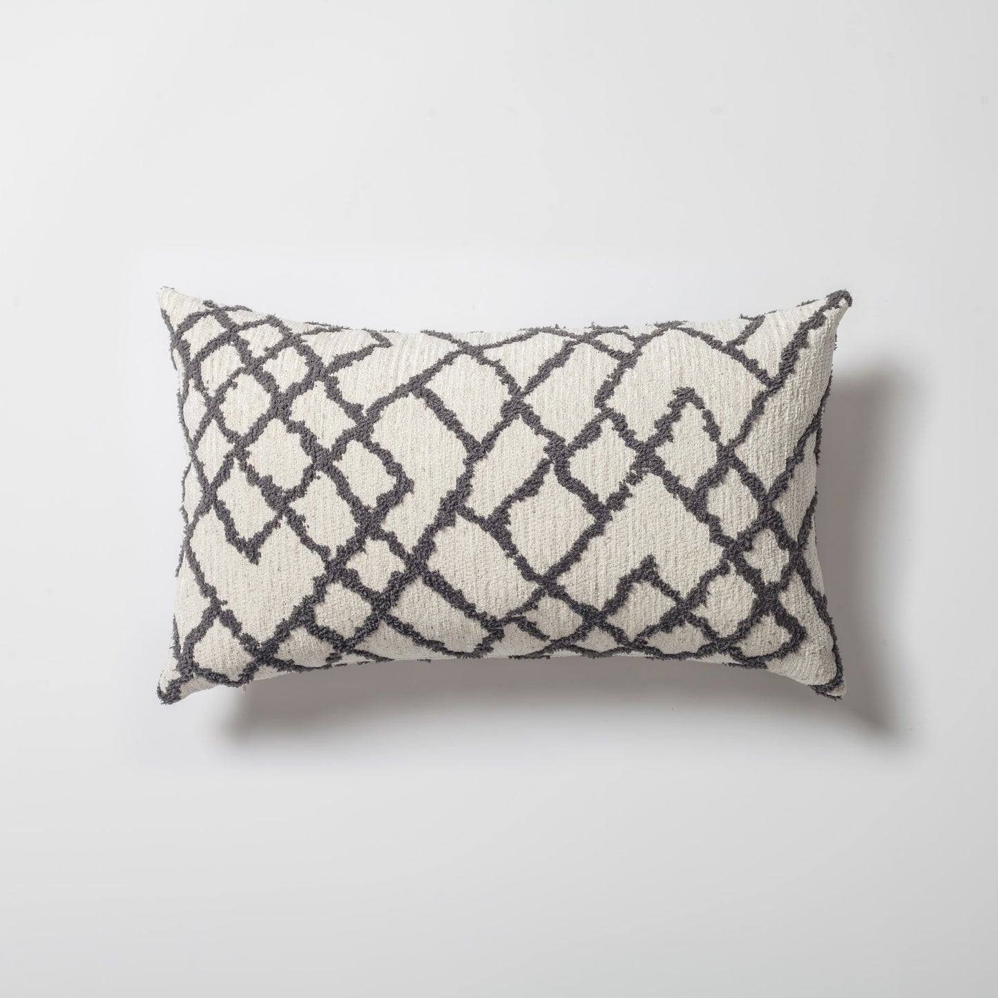 Maya | Dark Gray Kilim Patterned Tribal Boho Textured Lumbar 12''x20'' Throw Pillow Cover