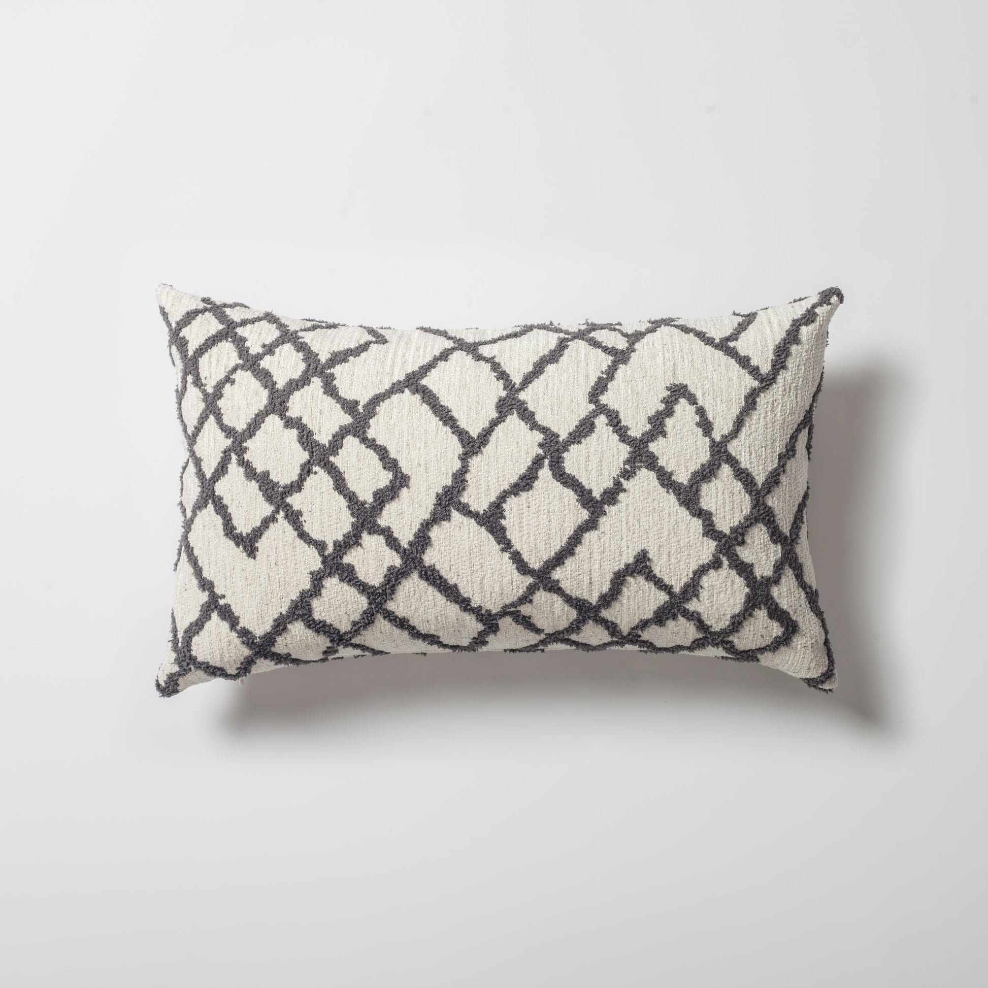 Maya | Dark Gray Kilim Patterned Tribal Boho Textured Lumbar 12''x20'' Throw Pillow Cover