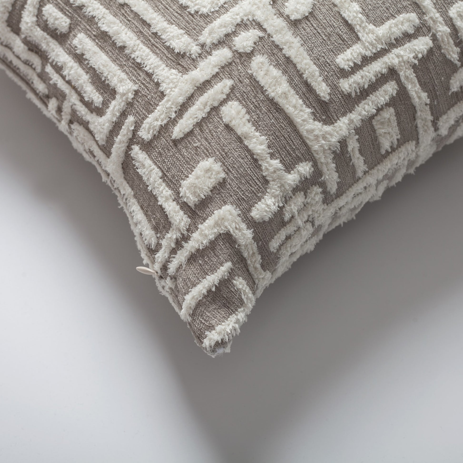 Gilda | Taupe Mid-Century Modern Geometric Textured Woven Square 18''x18'' Throw Pillow Cover