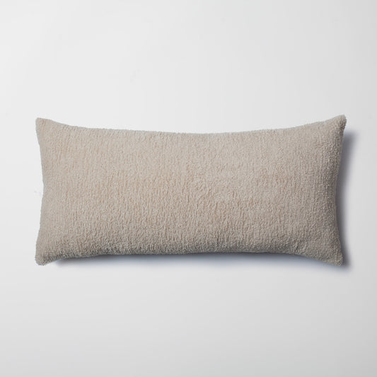 Cozy | Beige Plush Soft Textured Long Lumbar 14"x28" Throw Pillow Cover