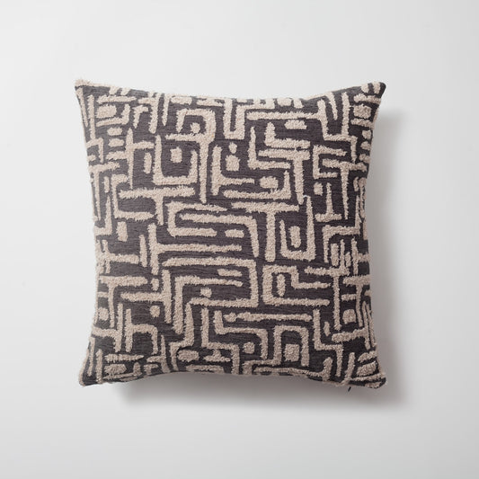 Gilda | Dark Gray Mid-Century Modern Geometric Textured Woven Square 18''x18'' Throw Pillow Cover