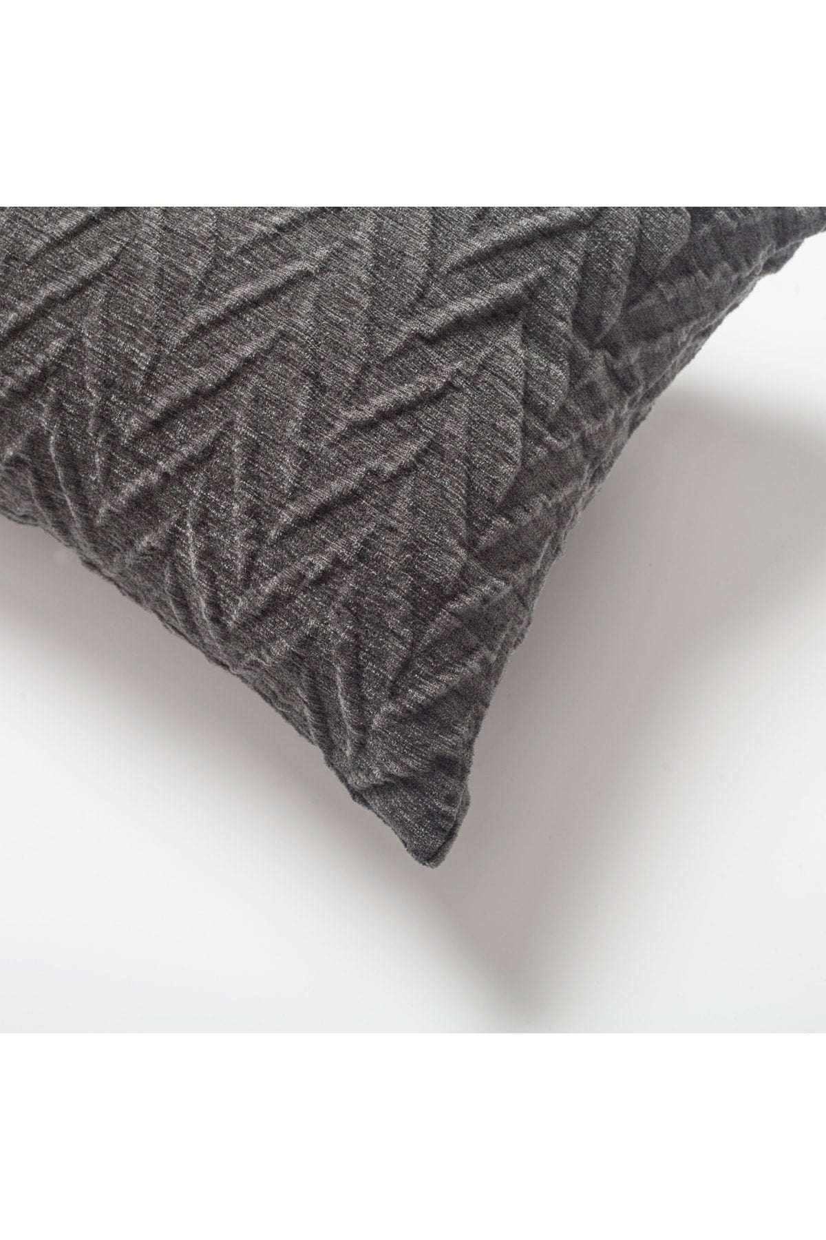 Cello | Dark Gray Textured Chevron Lumbar 12"x20" Throw Pillow Cover