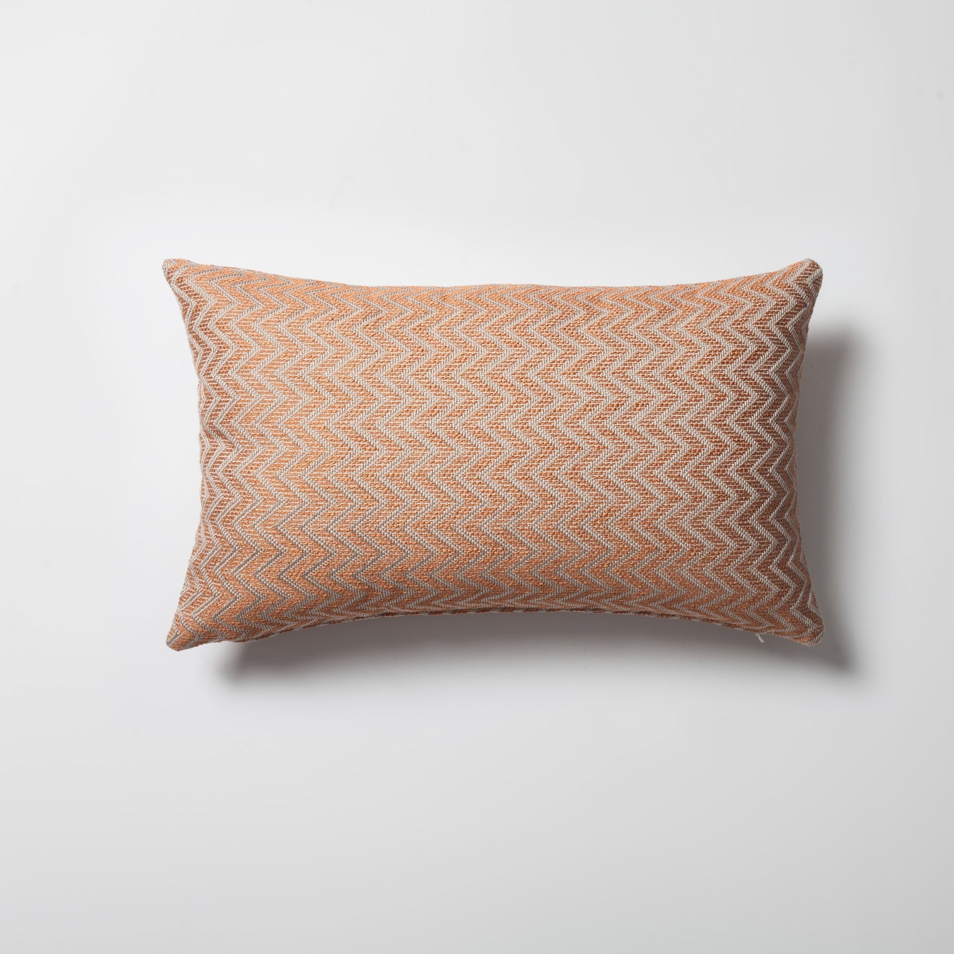 Orsa | Orange Small Scale Geometric Chevron Pattern Lumbar 12''x20'' Throw Pillow Cover