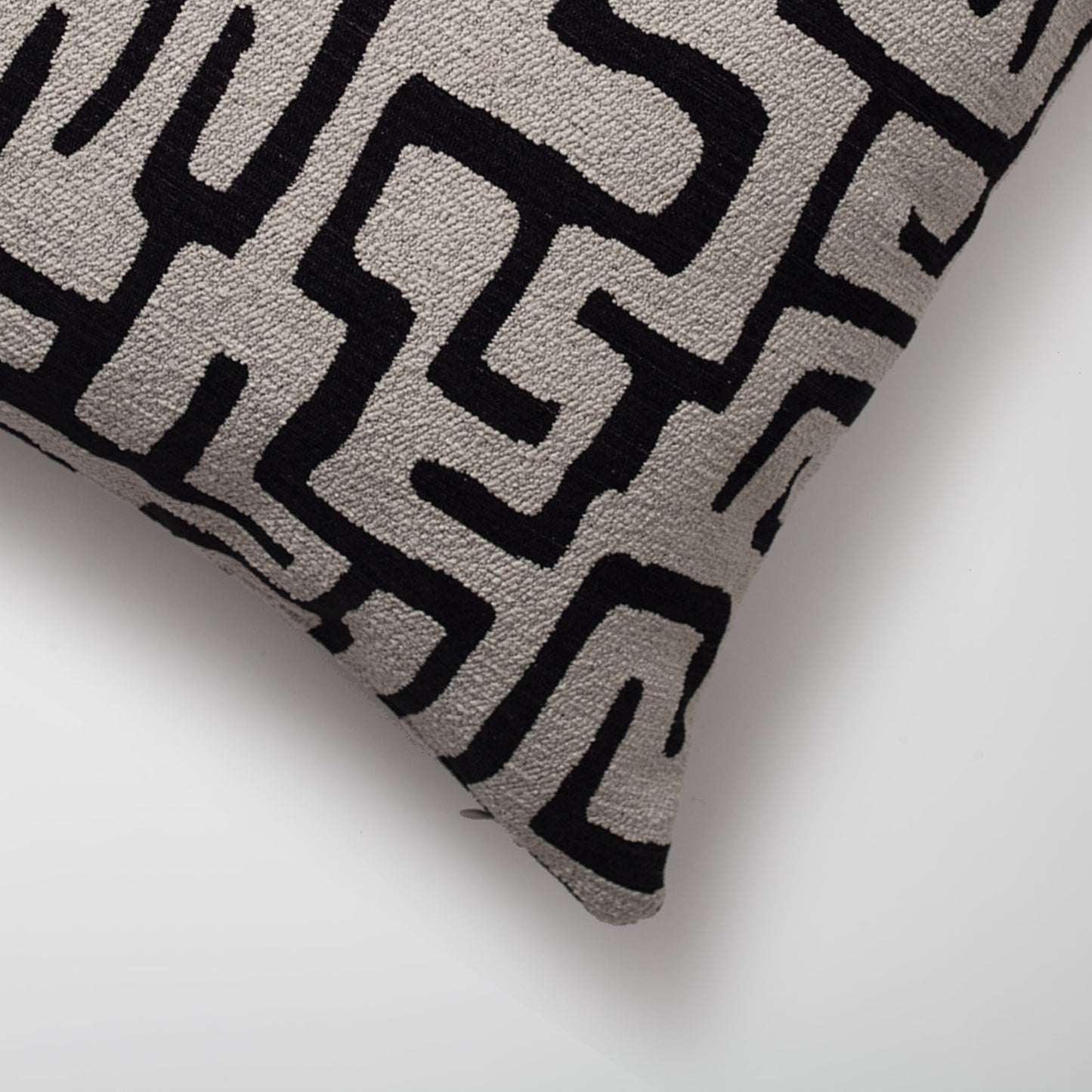 Norm | Black Boucle Textured Geometric Maze Square 20''x20'' Throw Pillow Cover