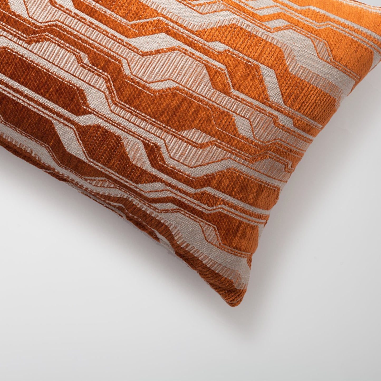 Lebon | Burnt Orange Modern Geometric Patterned Lumbar 12''x20'' Throw Pillow Cover