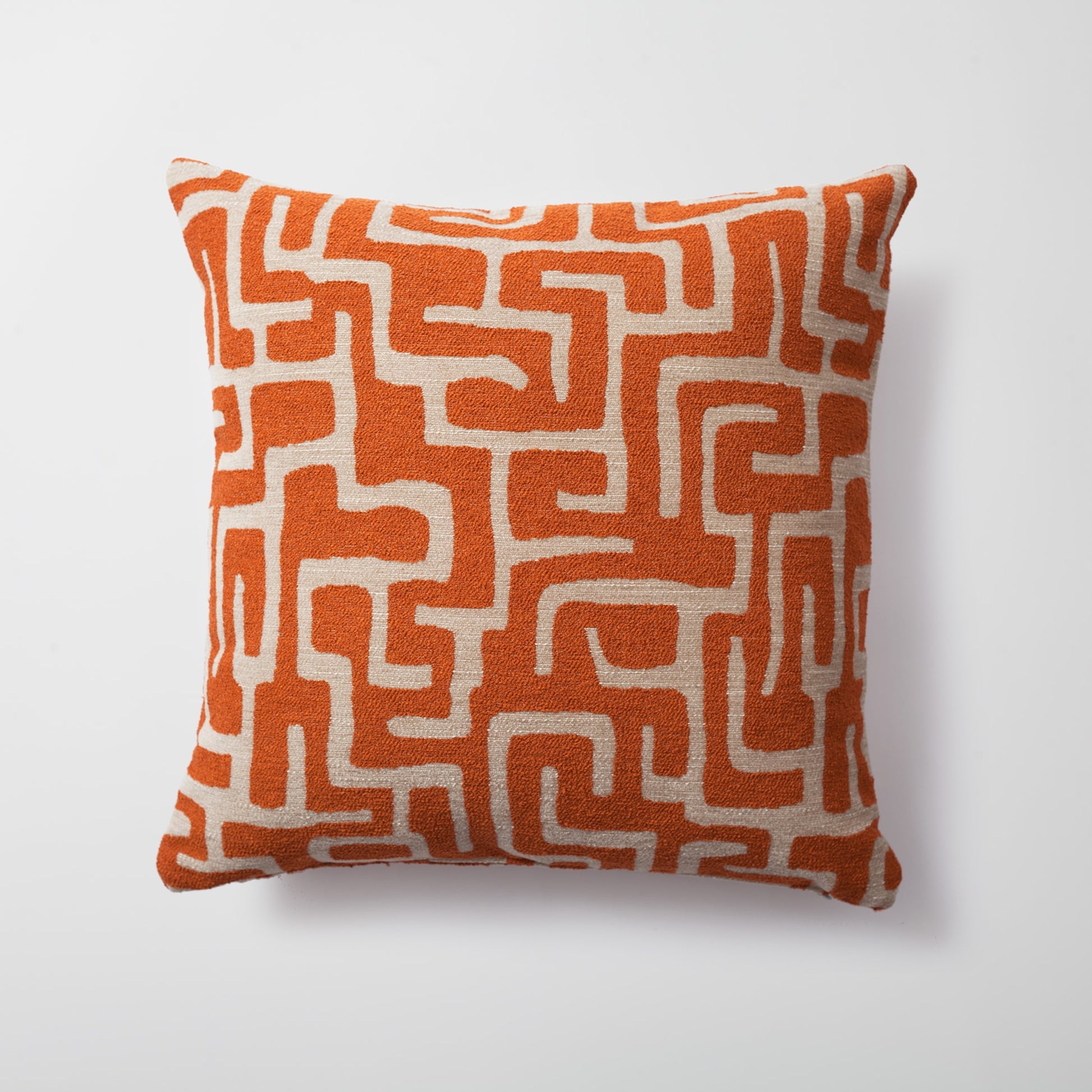 Norm | Burnt Orange Textured Geometric Maze Square 20''x20'' Throw Pillow Cover