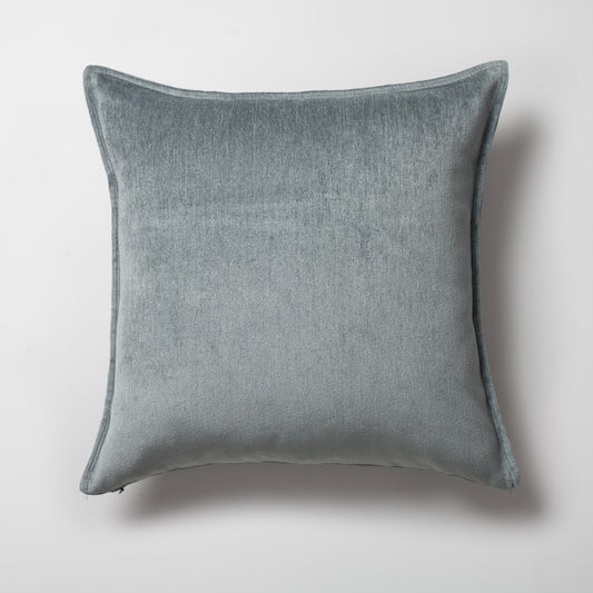 Eliza | Blue Textured Velvet-Look Flanged Square 20''x20'' Throw Pillow Cover