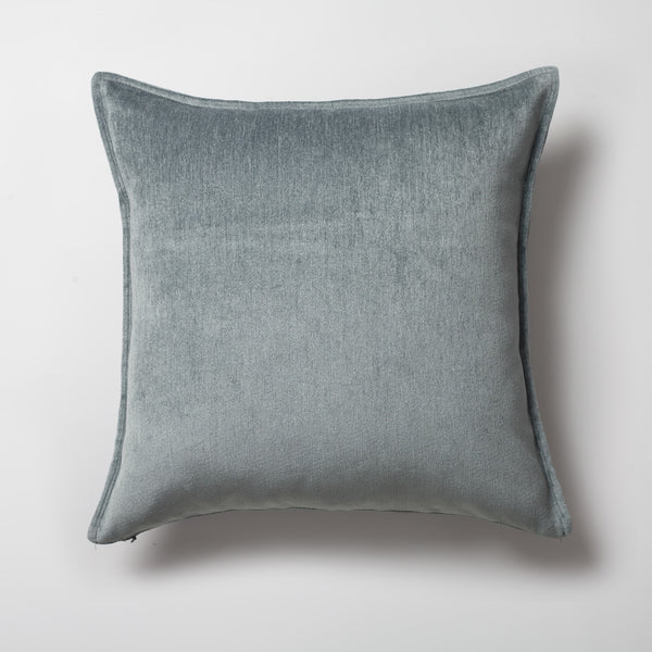 Blue textured velvet-look flanged square throw pillow cover 20"x20"