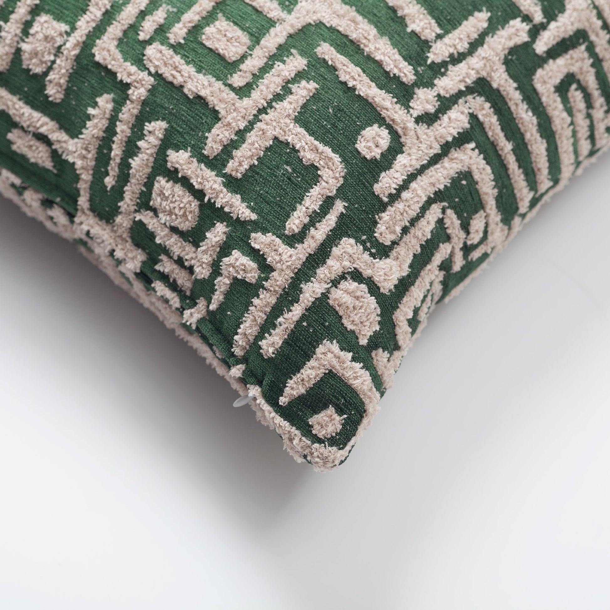 Gilda | Green Mid-Century Modern Geometric Textured Woven Square 18''x18'' Throw Pillow Cover