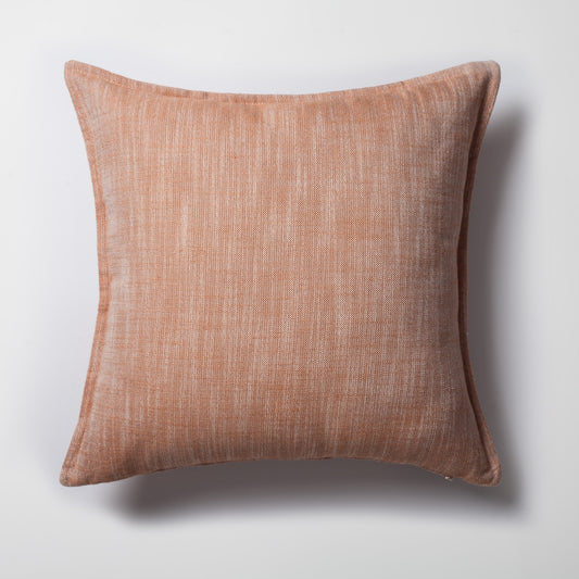 Porto | Orange Neutral Solid Linen-Blend Flanged Square 20''x20'' Throw Pillow Cover