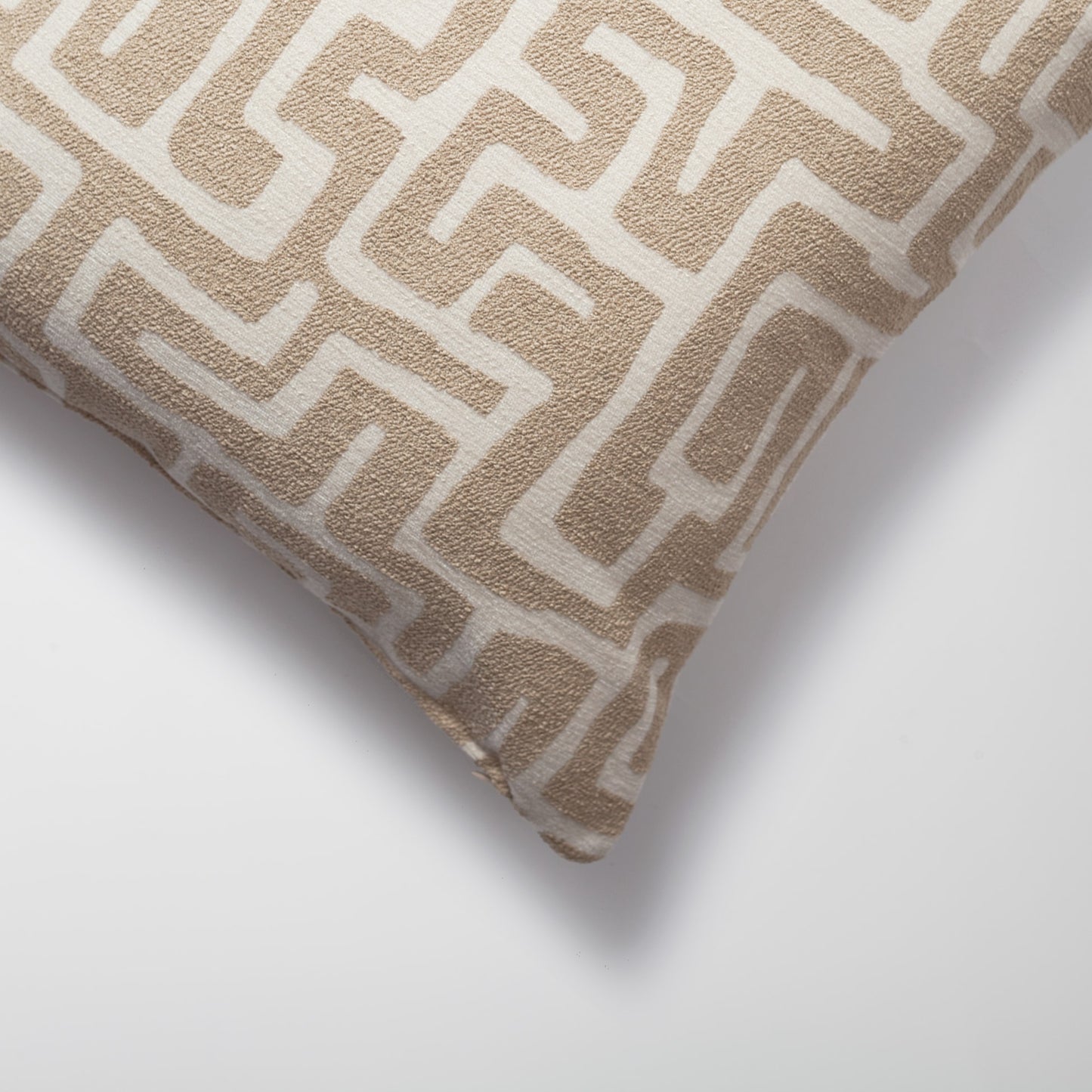 Norm | Neutral Boucle Textured Geometric Maze Square 20''x20'' Throw Pillow Cover